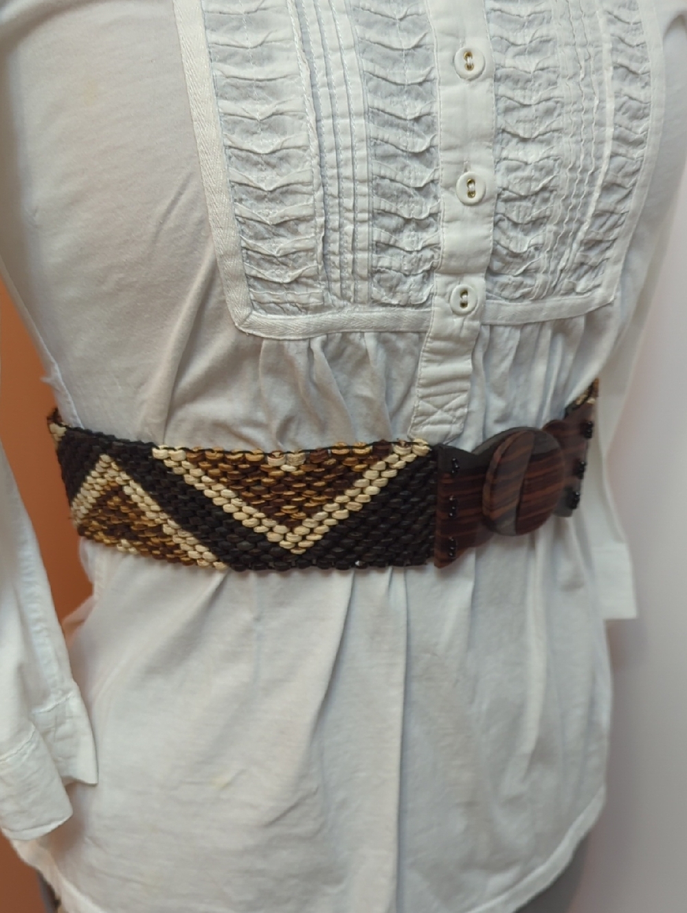 Waist Belt with Wooden Beads &  Buckle